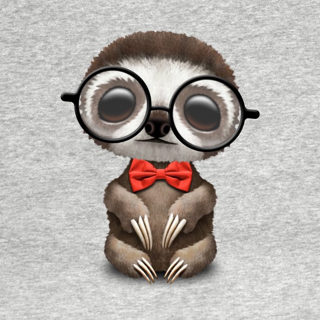 Cute Nerdy Sloth Wearing Glasses and Bow Tie by jeffbartels